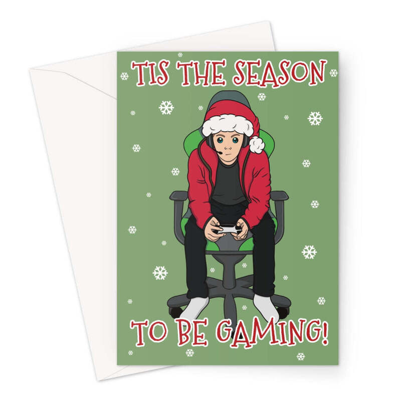 Christmas Card For Gamer - Tis The Season To Be Gaming - A5 Portrait - 1 Card