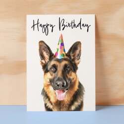 Birthday Card For Her Card For Friend Mum or Sister Birthday Card For Him Brother Dad Happy Birthday Card of German Shepherd Dog Card - Small (4x6) / Blank Message