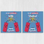 Sparks fly because you’re dynamite funny anniversary card for boyfriend, husband, wife, girlfriend, partner (Size A6/A5/A4/Square 6x6")