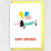 Dog and balloons Happy Birthday card for dog lover, pet owner, mum, mom, dad, friend, mate, neighbour, coworker (Size A6/A5/A4/Square 6x6") - A6: Single card
