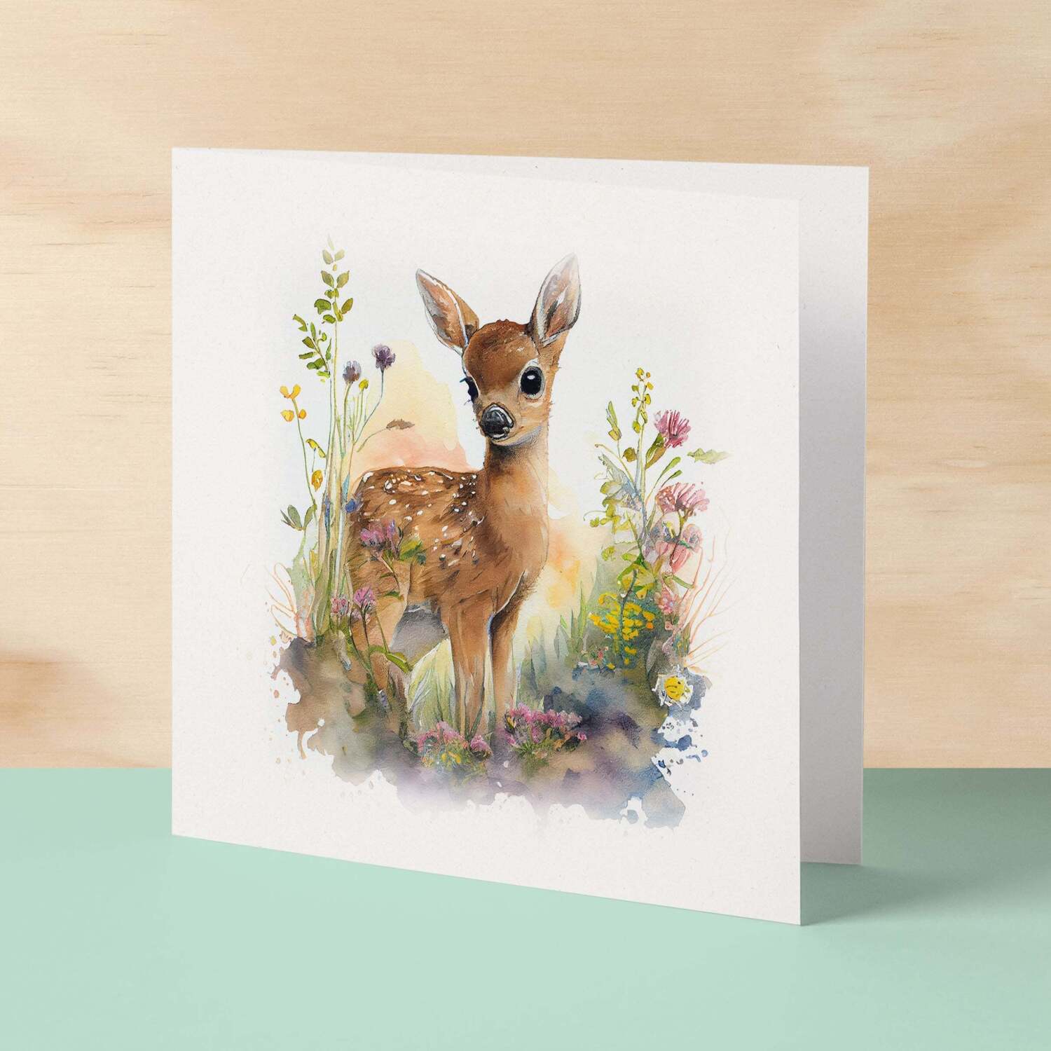 Notelet Card of a Deer For Anyone Any Occasion Card For Her or For Him Card For Birthday or Easter Card Thank You Card - Square (6x6) / Blank Message