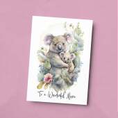 Birthday Card For Mum Card for Mothers Day Birthday Card For Her Birthday Gift For Mum Happy Birthday Card For Mum with Koala Illustration