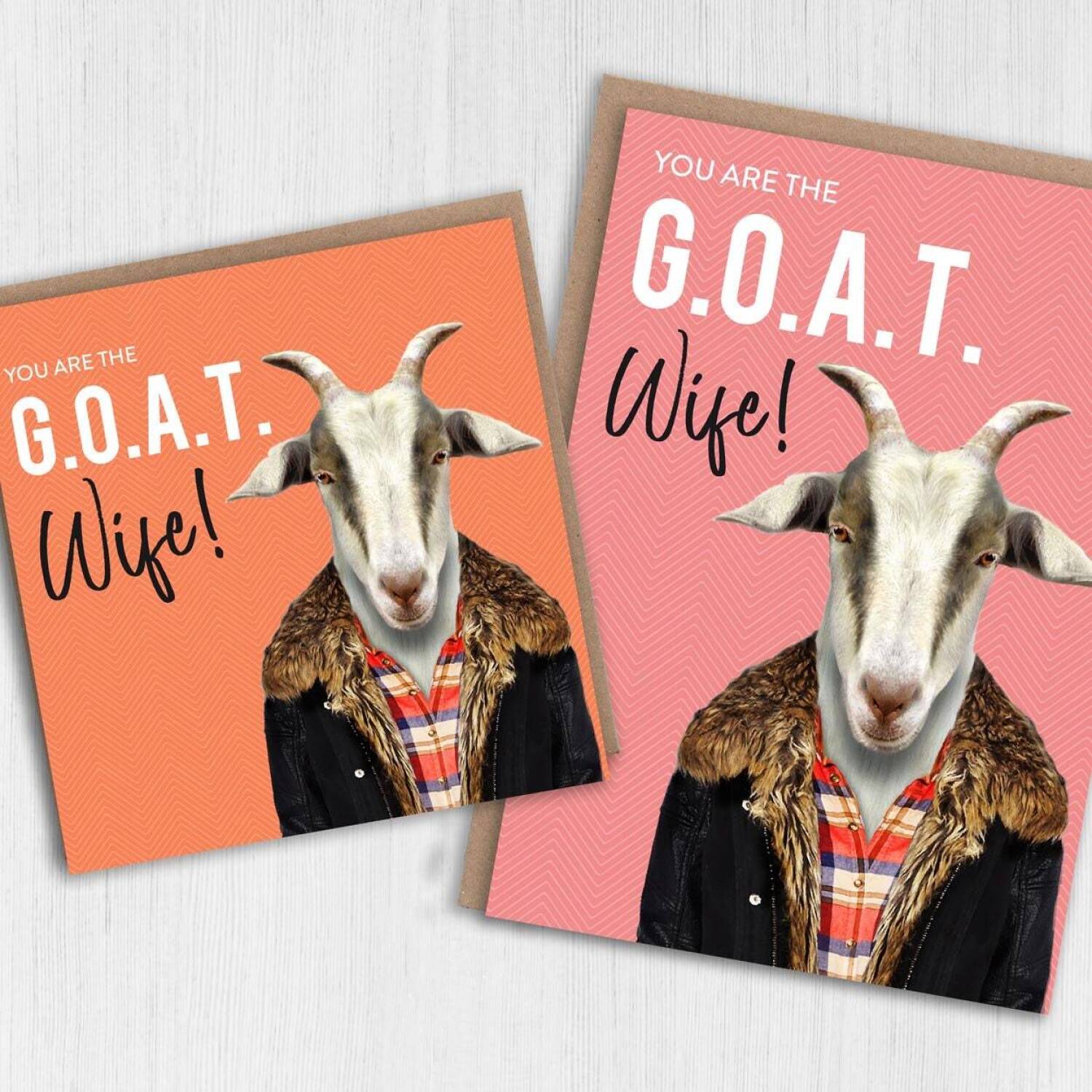 Greatest of All Time (G.O.A.T) anniversary card for wife, husband, girlfriend, boyfriend, partner (Animalyser) (Size A6/A5/A4/Square 6x6") - A6: Single card - Blue