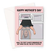 Funny Mother's Day Card - Woman Falling Through Window