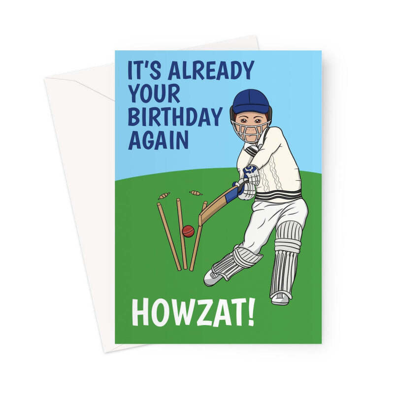 Funny Cricket Birthday Card - A5 Portrait - 1 Card