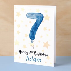 Personalised 7th Birthday Card For Boy Custom Name Card For Boy Seventh Birthday Card For Child Birthday Card for Boy Custom 7th Birthday - Small (4x6) / Blank Message