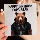 Happy birthday papa bear cute animal in clothes birthday card for dad, father, daddy, papa from son, daughter, child, children (Animalyser)