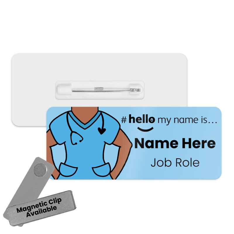 Hello My Name is Badge & Travel Mug -Name Badge, Nurse Badge Scrubs Name Badge, Perfect NHS Name Badge. Personalised Nurse Mug + Name Badge - Travel Mug Only - Skin Tone 1