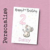Personalised 1st, 2nd, 3rd, 4th, 5th Birthday Card for Daughter, Granddaughter, Niece, Goddaughter Girls Koala Card