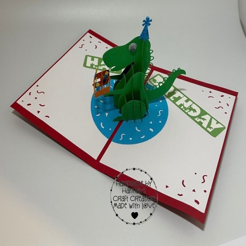 Roar-some Jurassic Birthday Surprise: Handcrafted Pop Up Dino Card