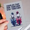 Couples that ride together, stay together Valentine's Day card for biker couple, motorbikes, bikers, wife, husband Size A6/A5/A4/Square 6x6" - A6: Single card