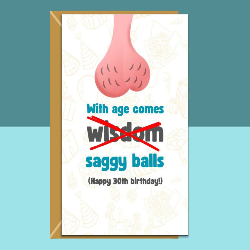 Funny 30th Birthday Card - Personalised inside if required - For Him - Perfect greetings card for someone turning 30 years old - Blank inside - Small