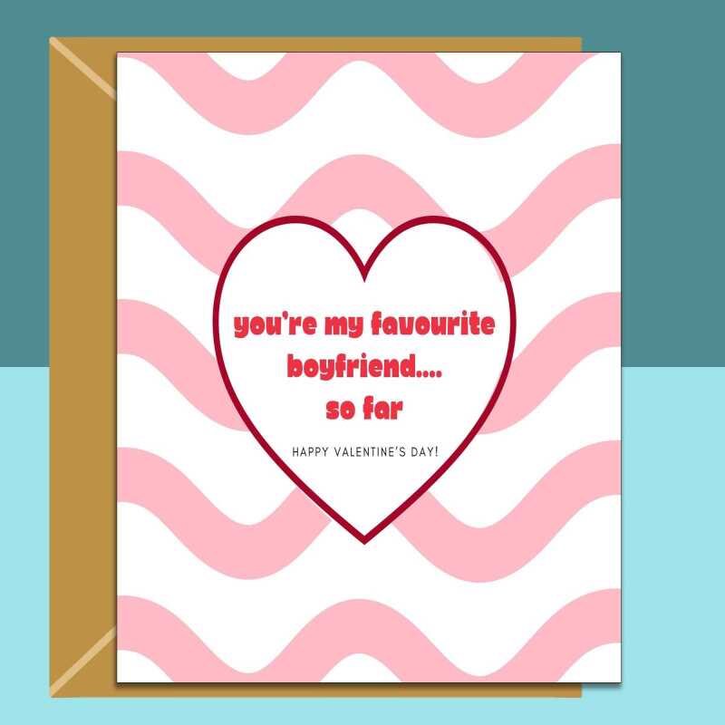 Boyfriend Valentines Card - Personalised - Cute, cheeky Valentine's Card for your BF - can be customised inside - Blank inside - Regular - Matte