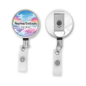 Personalised Metal ID Reel - Rainbow In The Clouds