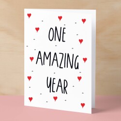 1 Year Anniversary Card For Wife or Husband Anniversary Card for 1st Anniversary Card For Boyfriend or Girlfriend First Wedding Anniversary - Small (4x6) / Blank Message