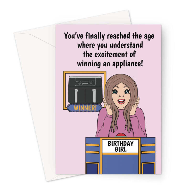 Funny Air Fryer Birthday Card For A Woman - A5 Portrait - 1 Card