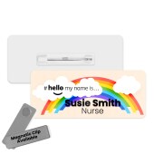 Hello My Name is Name Badge Peach Rainbow Personalised Premium Durable Name Badge #hello mynameis Name Badge, Nurse Badge Splash Name Badge