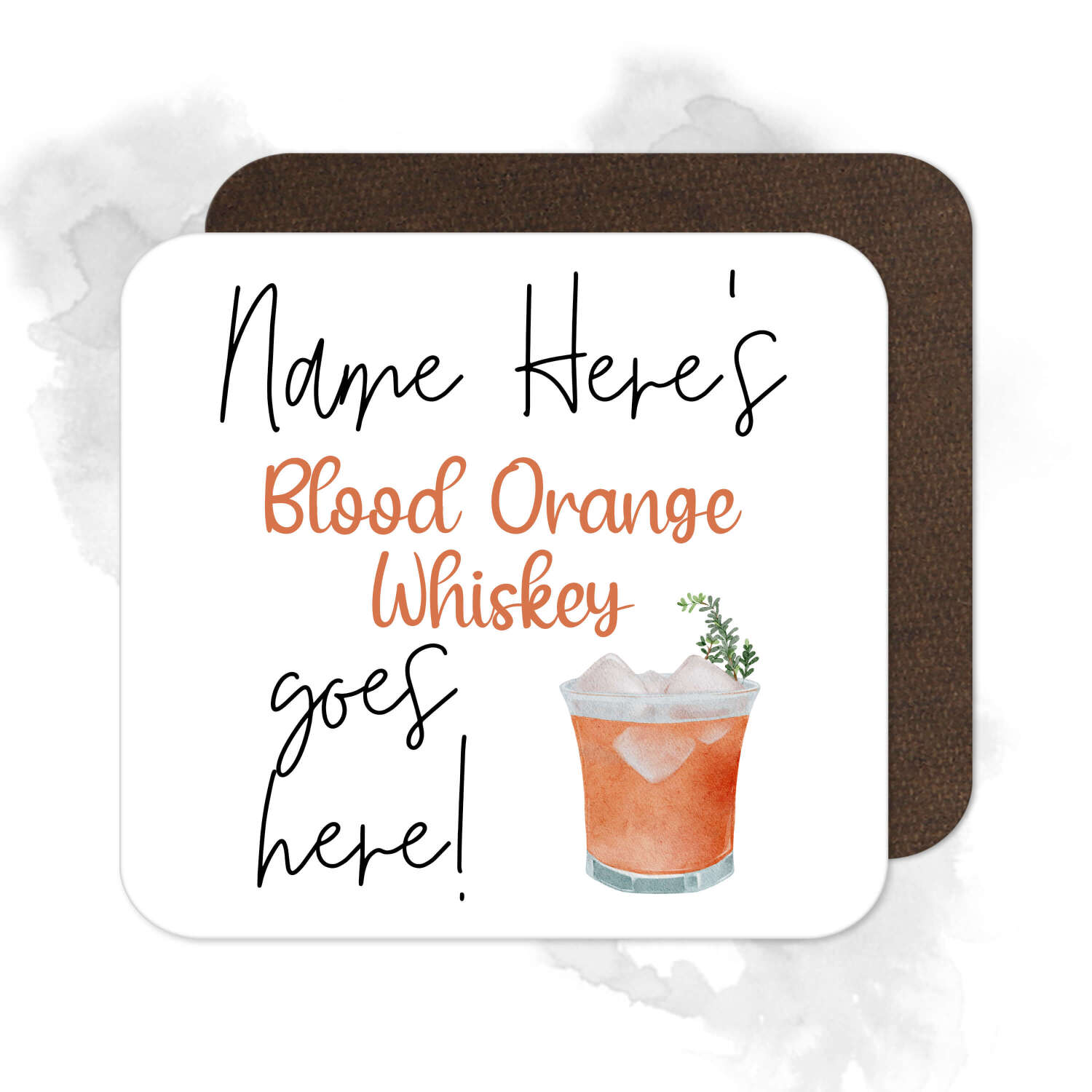 Personalised Drinks Coaster - Name's Blood Orange Whiskey Goes Here!