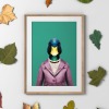 Duck in clothes, animal print, wall art - A5 - Glossy - Blue