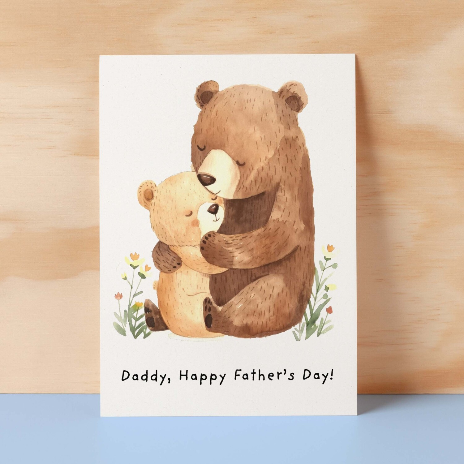 Father's Day Card For Daddy Cute Bear and Cub Illustration Father's Day Card For Dad Father's Day Gift From Child - Small (4x6) / Blank Message