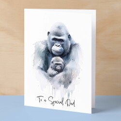 Birthday Card For Dad Card for Fathers Day Birthday Card For Her Birthday Gift For Dad Happy Birthday Card For Dad with Gorilla Illustration - Small (4x6) / Blank Message