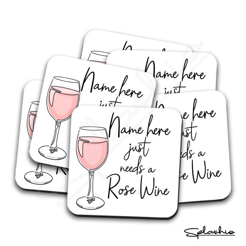 Rose Wine Hand Drawn Coaster - Home Bar - Birthday Gift. Secret Santa - Hand Drawn Rose Wine Coaster Personalised Drink Coasters - Single Coaster