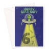 Alien Spaceship 6th Birthday Card - A5 Portrait - 1 Card