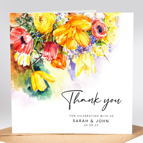 Floral Thank you Personalised Wedding Cards