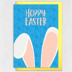 Hoppy Easter bunny rabbit ears, funny, cute Happy Easter card from the pet, for adults and children (Size A6/A5/A4/Square 6x6") - A6: Single card