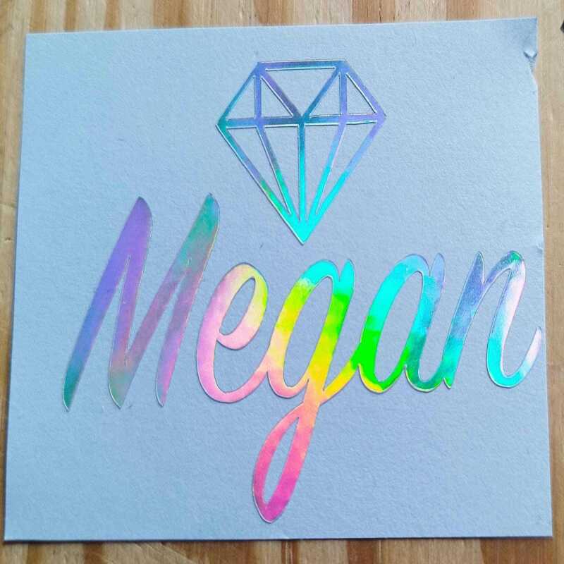 Custom Diamond Name Stickers in Holographic Vinyl - 1
