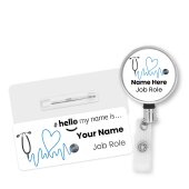 Hello My Name is Badge Blue Stethoscope with ID Badge Reel Personalised Durable Name Badge #hello mynameis Badge, Nurse Badge, Nurse Badge