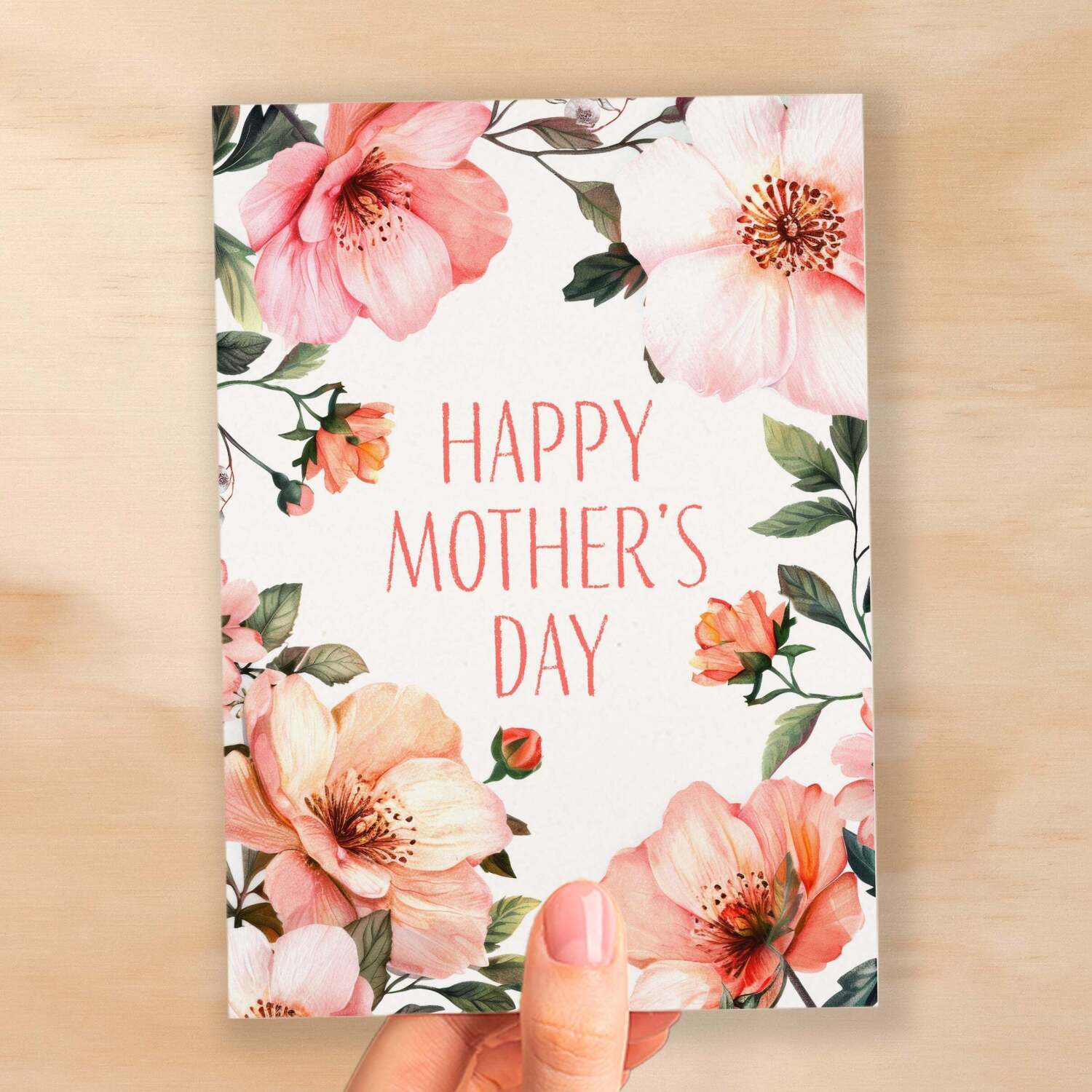 Mother's Day Card For Mum Happy Mother's Day Mothers Day card Mothering Floral Mother's Day Card For Mom Mommy Mum Mummy - Large (5x7) / Blank Message