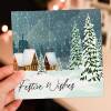 Festive wishes traditional winter, snow scene Christmas, Holidays, Xmas, festive card for friends, neighbours (Size A6/A5/A4/Square 6x6") - A6: Single card