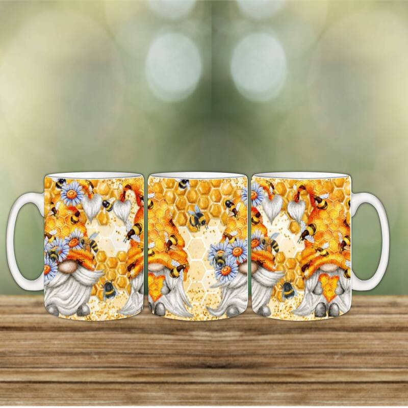 Sunflower/Bee Gnome mugs - mint green