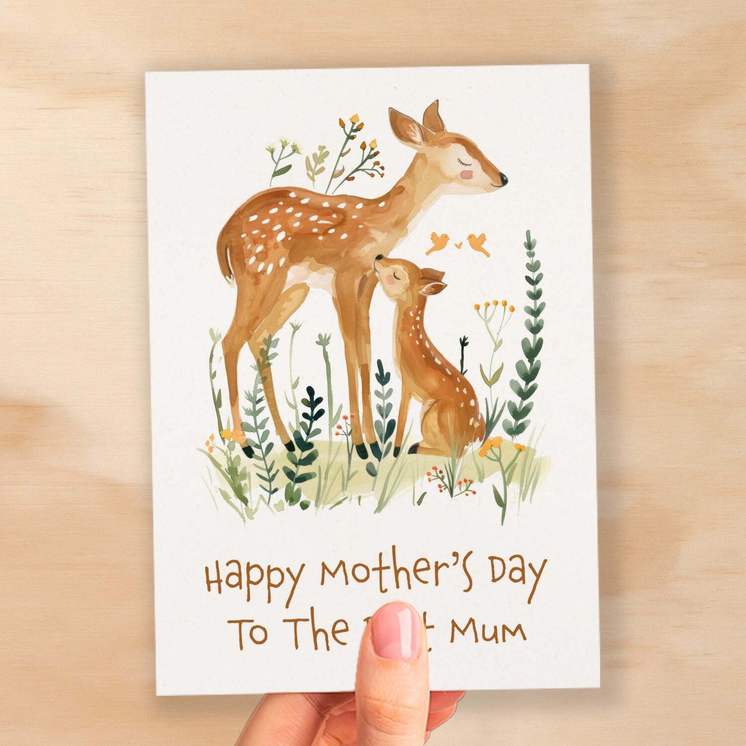 Mother's Day Card For Mum Cute Deer Mother's Day Mothers Day card Mothering Sunday Happy Mother's Day Card For Mom Mommy Mum Mummy - Small (4x6) / Blank Message