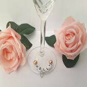 Personalised heart glass charm,Heart wine glass charm gift,Wedding favour