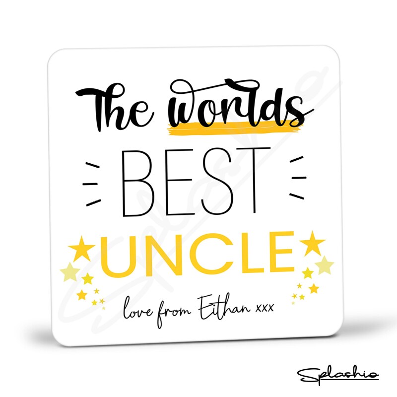 Personalised World's Best Uncle Drinks Coaster - Uncle Gift, Best Uncle Gift, Christmas Gift, Stocking Filler, Personalised Gift - Single Coaster