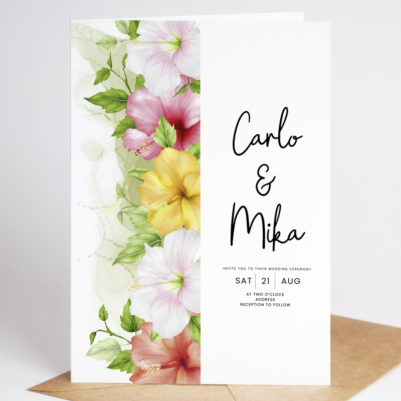 Printed Floral Wedding Invitations, Floral Wedding Invites, Flower Wedding Invites, Botanical Rustic Invites, Wedding Reception Invites - A6 - 4.1" x 5.8"