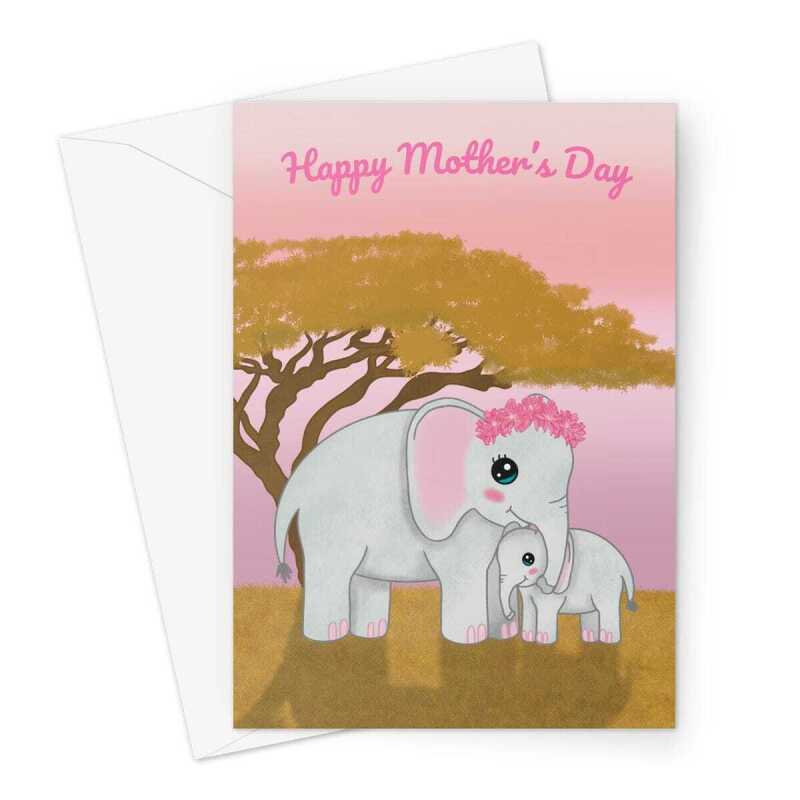 Cute Elephant Mother's Day Card - A5 Portrait - 1 Card