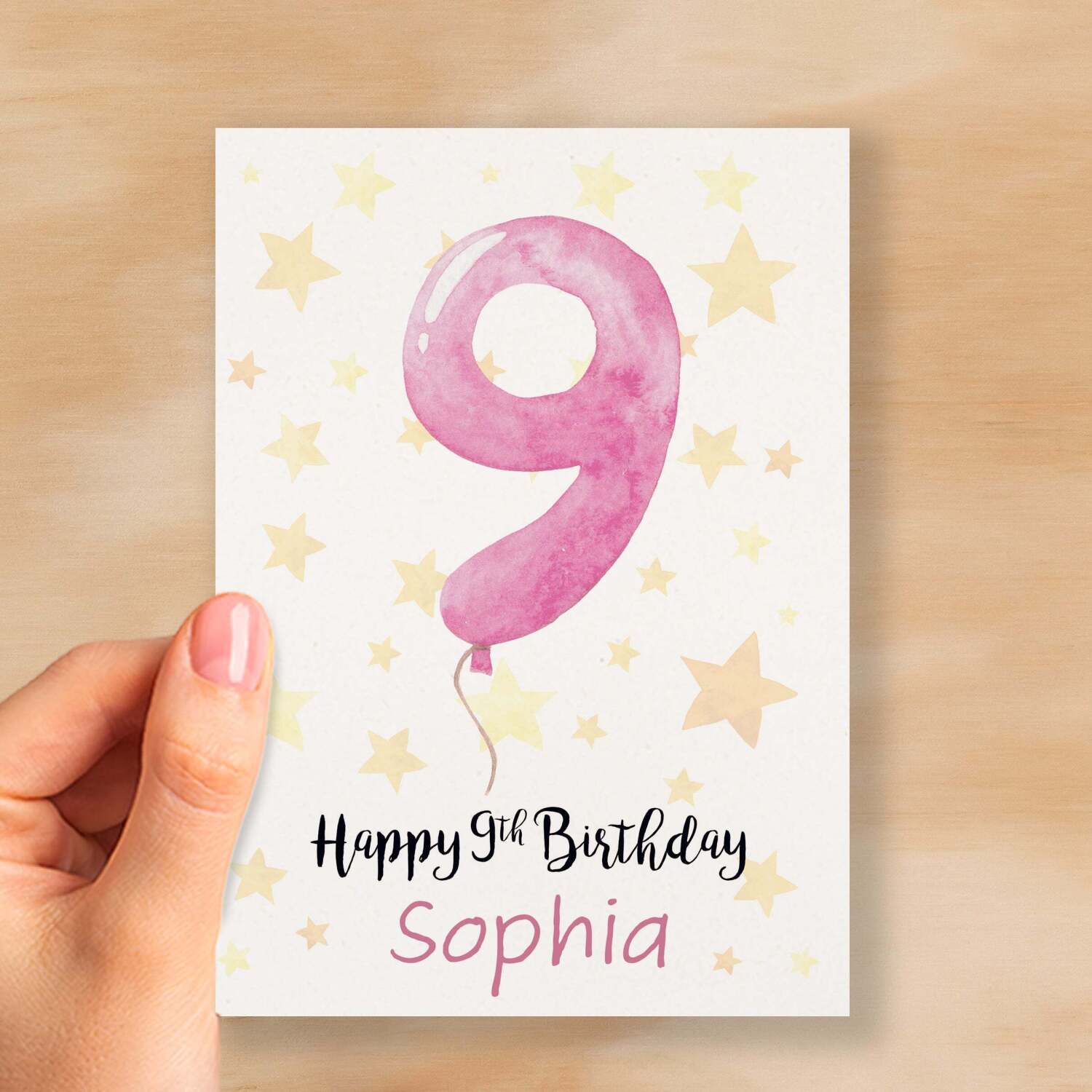 Personalised 9th Birthday Card For Girl Custom Name Card For Girl Ninth Birthday Card For Child Birthday Card for Girl Custom 9th Birthday - Small (4x6) / Blank Message