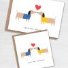 Love you sausage dog Valentines Day card for dog lover, dog owner, husband, wife, boyfriend, girlfriend, partner (Size A6/A5/A4/Square 6x6") - A6: Single card