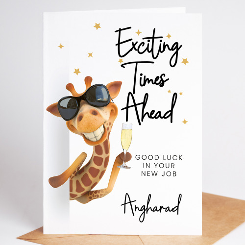 Exciting Times Ahead Giraffe- Personalised New Job Card