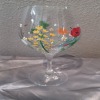 Hand Painted Floral Wine Glass
