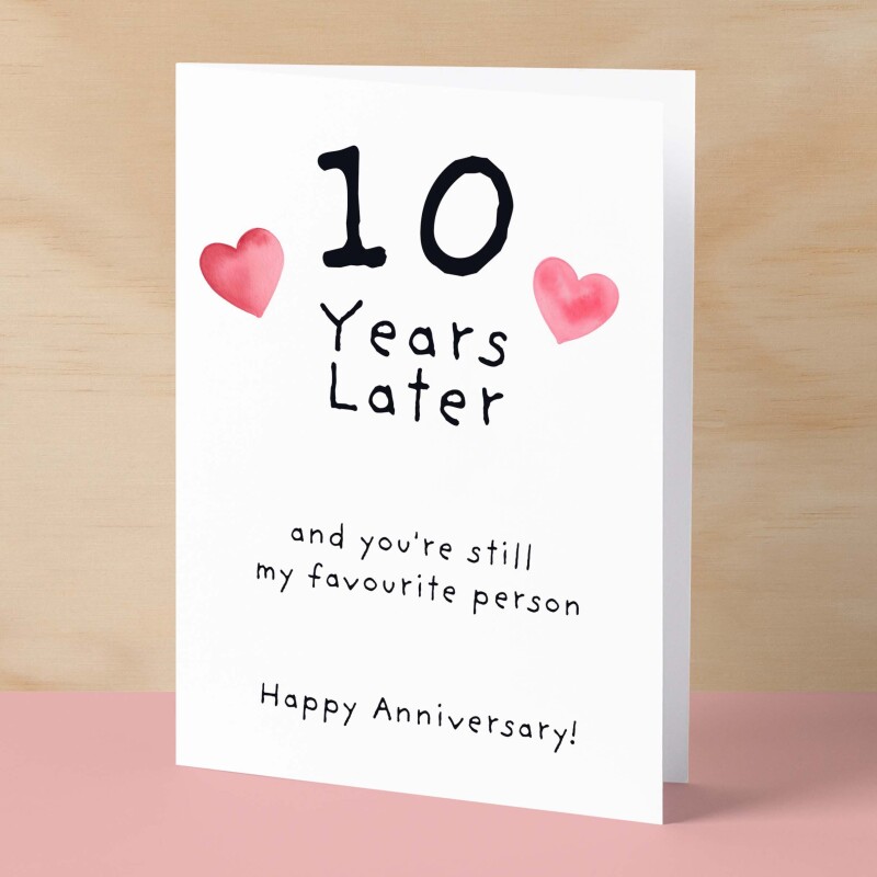 10th Wedding Anniversary Card For Wife Anniversary Card for Husband 10 Year Anniversary Card For Boyfriend or Girlfriend  10 Year Anniversary Card - Large (5x7) / Blank Message