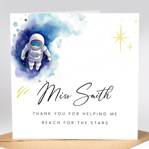 Thank you for helpiong me reach for the stars, Personalised Teacher Card