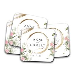 Wedding favour Coasters for guests, Custom wooden coasters