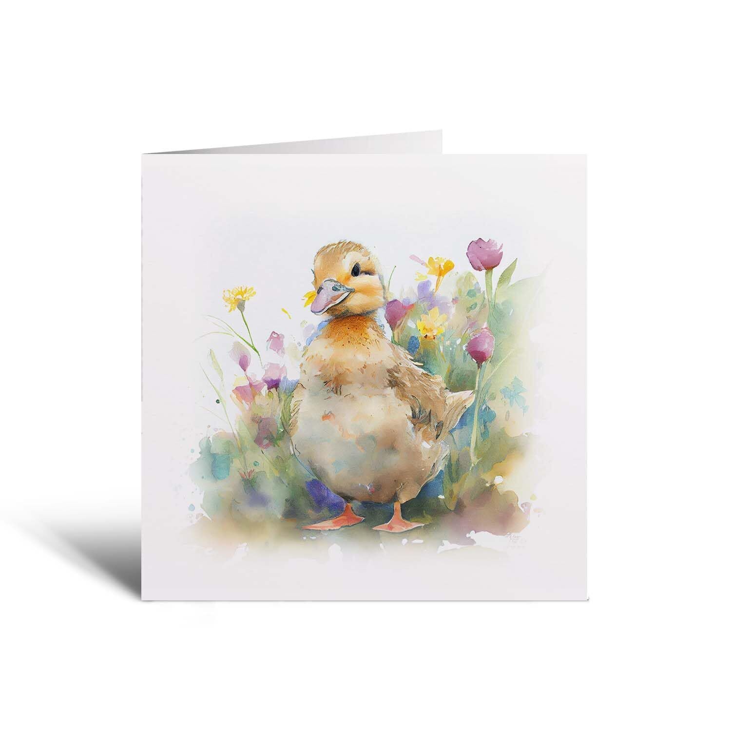 Notelet Card of a Duck For Anyone Any Occasion Card For Her or For Him Card For Birthday or Easter Card Thank You Card - Square (6x6) / Blank Message