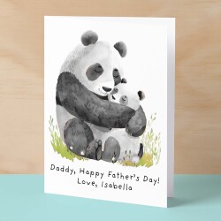 Personalised Father's Day Card For Daddy Cute Panda Bear and Cub Illustration Father's Day Card For Dad Father's Day Gift From Child - Large (5x7) / Blank Message