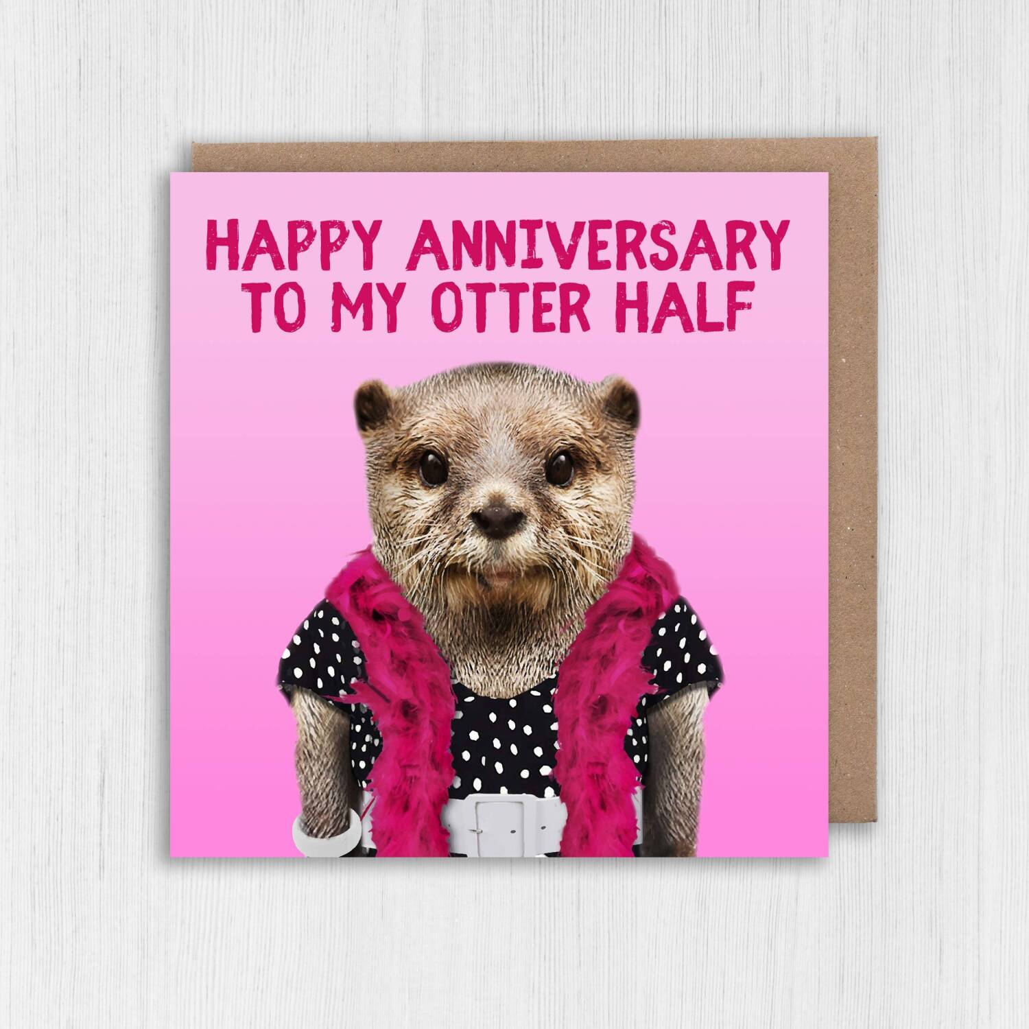 Happy anniversary to my otter half anniversary card for wife, husband, girlfriend, boyfriend (Animalyser) (Size A6/A5/A4/Square 6x6") - A6: Single card