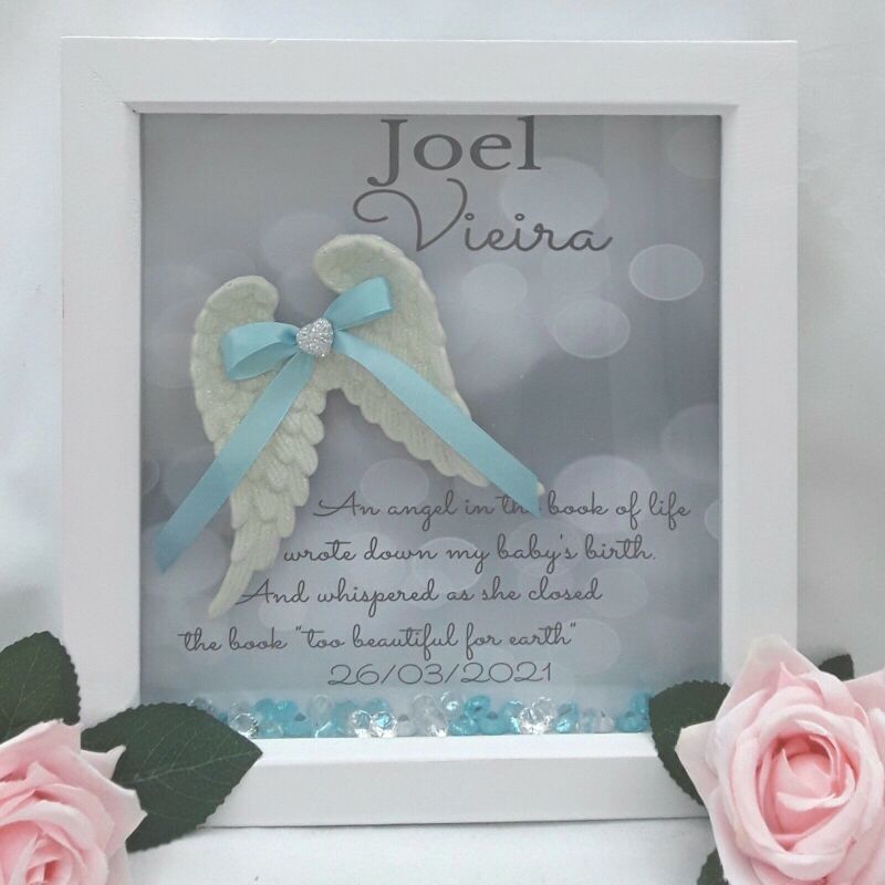 Personalised baby loss box frame, angel baby memorial frame, baby loss gift - No crystals